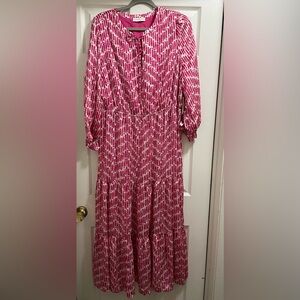 NWT Skies Are Blue Emery Maxi Dress in Pink and White Chevron Size 1X